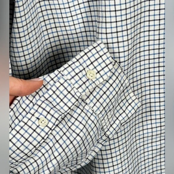 Ralph Lauren Classic Fit Cotton Check Shirt XL Navy White Logo - Picture 5 of 13